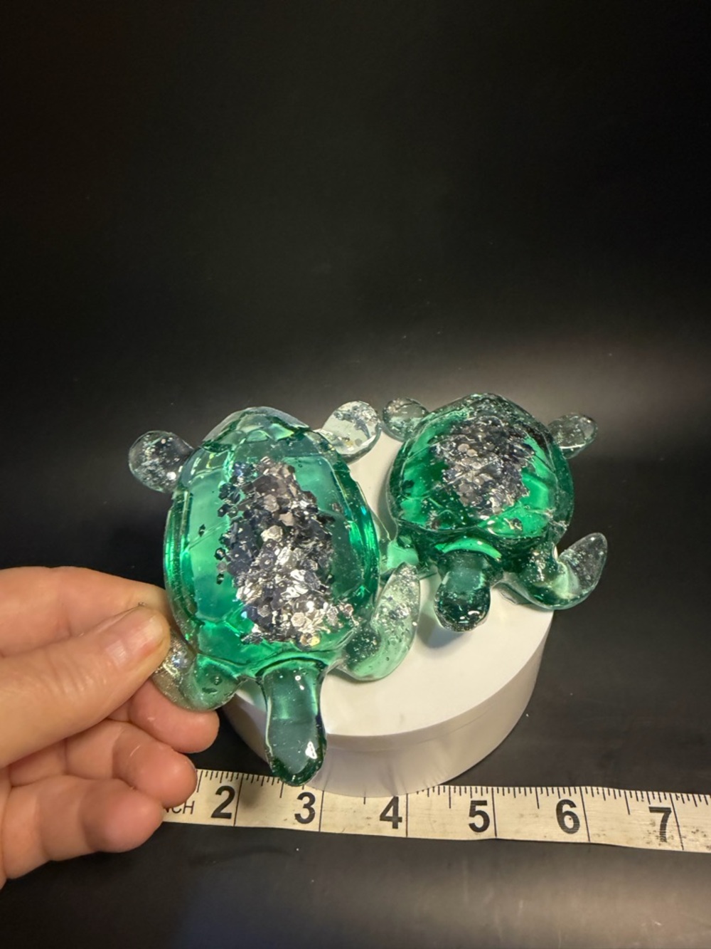 Green resinTurtle Figurine with Silver Flake Accent - Home Accents
